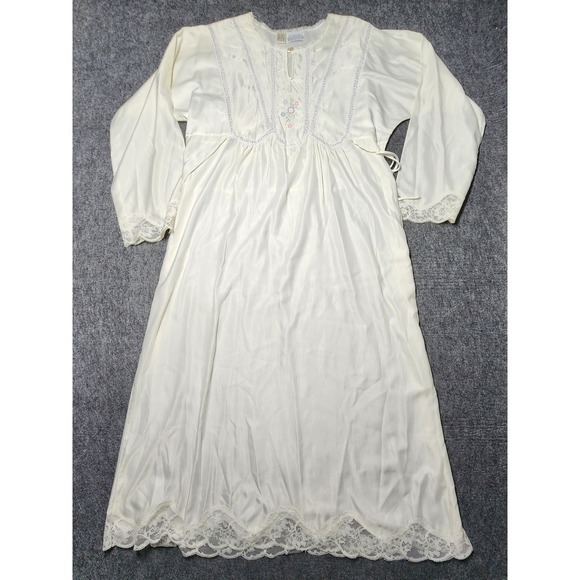Barbizon Boutique Judith Ritter Long Nightgown Embroidered Granny Small Vintage